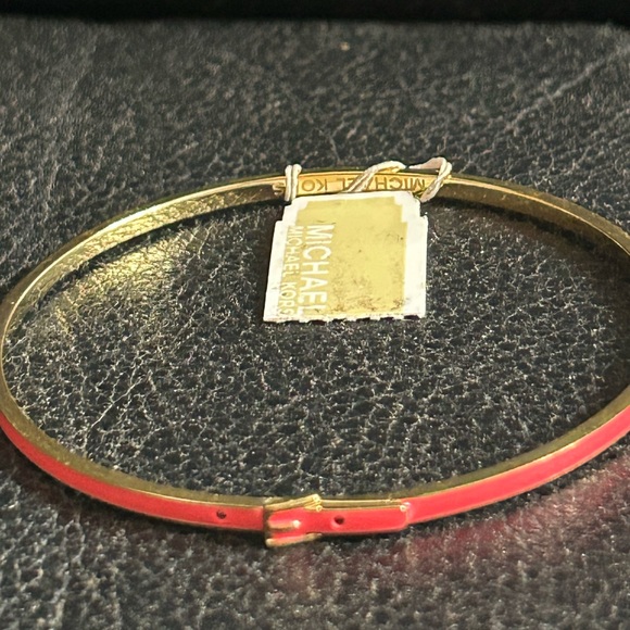 Michael Kors Accessories - Michael Kors Pink Enamel and Gold Buckle Design Bracelet